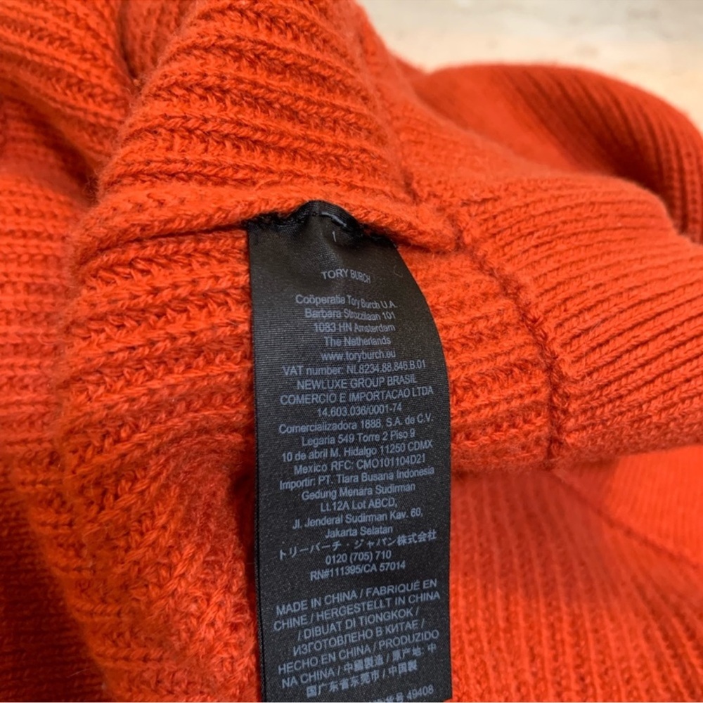 Tory Burch wool/ cashmere blend heavy knit rust orange turtleneck sweater  Med